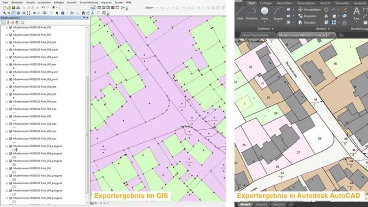 acadALKIS-Exportergebnisse in GIS und in AutoCAD acadALKIS im GIS und in AutoCAD